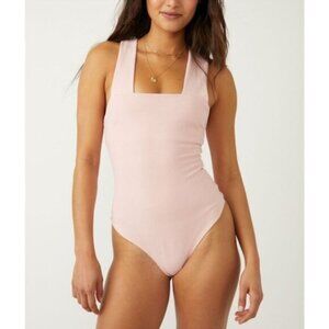 NWT Free People She's So Sleek Bodysuit In Silver Pink